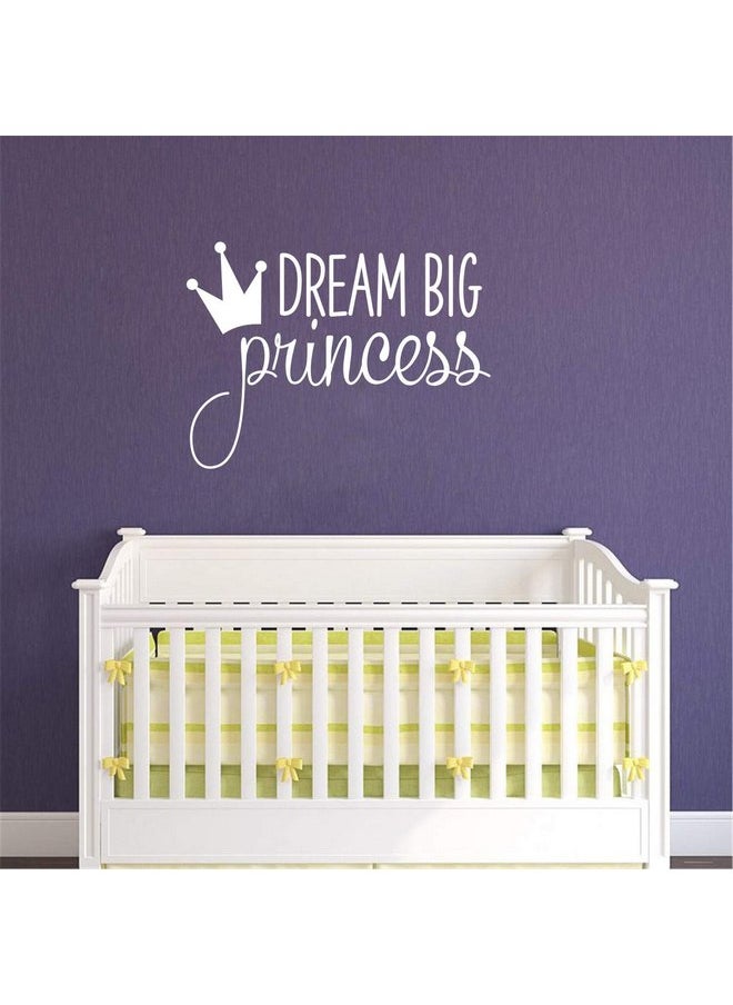 جوروكسين ملصق حائط من الفينيل عليه عبارة Dream Big Princess with Crown لغرف نوم الأطفال والبنات وديكور المنزل بتصميم جدارية YMX18 (أبيض)  - Image 4