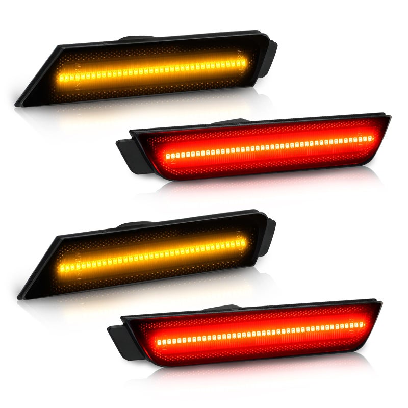 Bestview Smoked Lens LED Side Marker Lights for Chevy Camaro 20102015 Front Rear Bumper Sidemarker Lamps Reflectors Amber  Red4 PCS