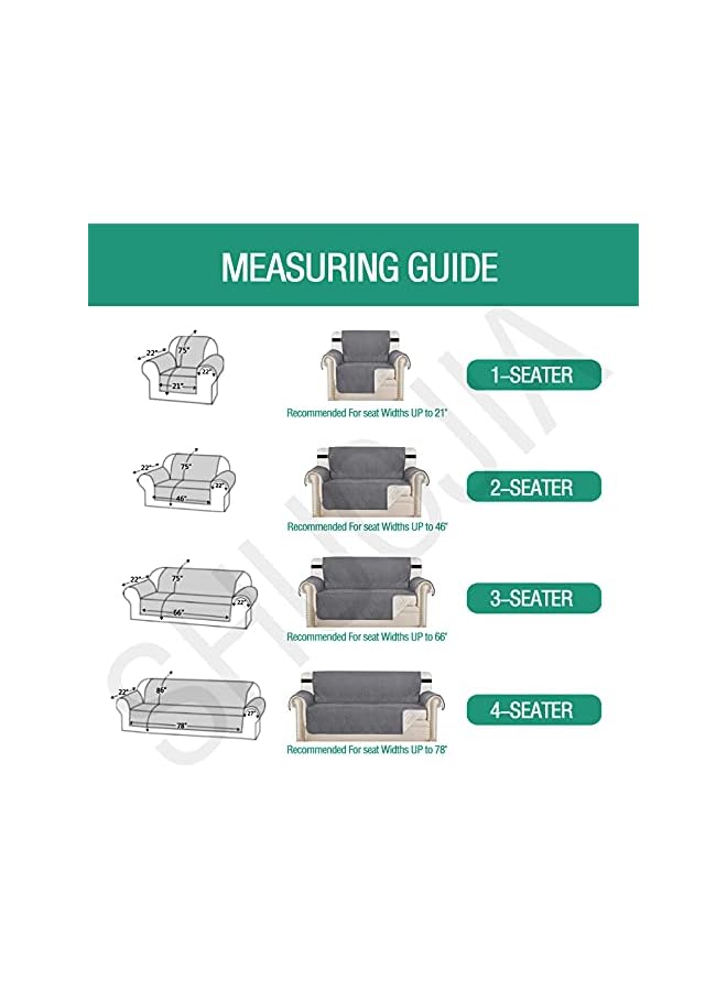 The Bros Quilted Sofa Cover Reversible Sofa Protector 1,2,3 Seater Armchair Cover with Adjustable Elastic Straps (Gray,3-seater) - Image 5