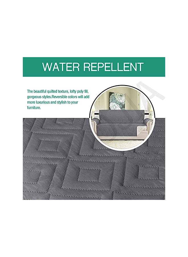 The Bros Quilted Sofa Cover Reversible Sofa Protector 1,2,3 Seater Armchair Cover with Adjustable Elastic Straps (Gray,3-seater) - Image 4