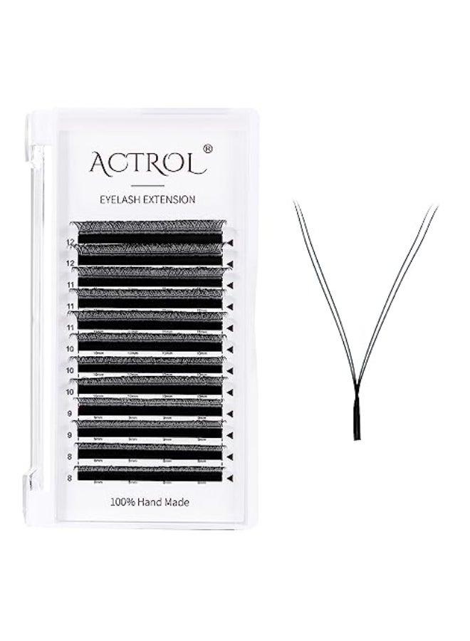 ACTROL تمديد رموش ACTROL YY احترافي درجة أسود 007 مم C Curl 812 مم مزيج حجم رموش فردية YY شكل Y رموش ناعمة رفيعة الجذور سهلة الفتح لفناني الرموش - Image 1