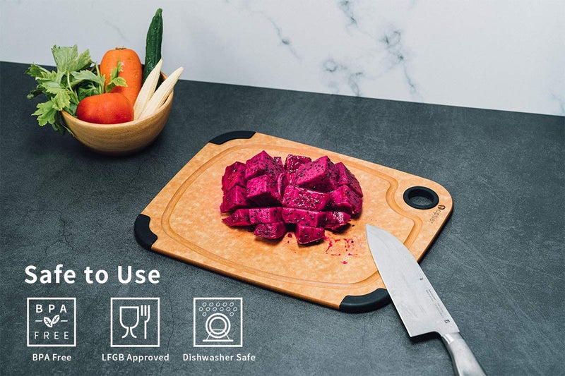 toptier Wood Fiber Cutting Board, Toptier Dishwasher Safe Cutting Boards for Kitchen, Eco-Friendly, Non-Slip, Fruit Juice Grooves, Non-Porous, BPA Free, Medium Cutting Board, 14.5 x 11-inch, Natural Slate - Image 2