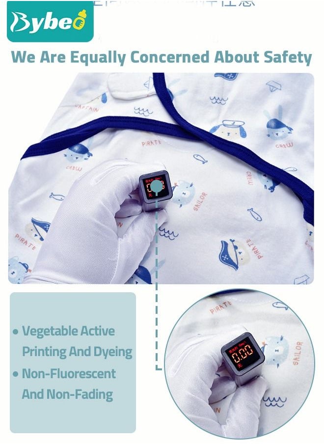 Bybeo Baby Swaddle Blanket Wrap Cap Set Newborn Infant Sleep Sack With Caps 100% Breathable Cotton 0-4 Month  - Image 5