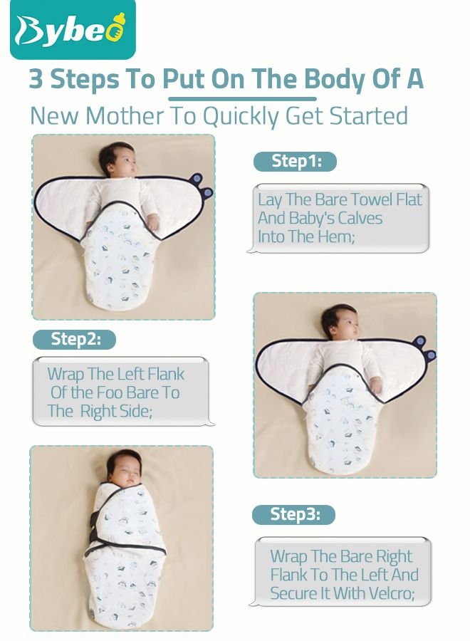 Baby Swaddle Blanket Wrap Cap Set Newborn Infant Sleep Sack With Caps 100% Breathable Cotton 0-4 Month