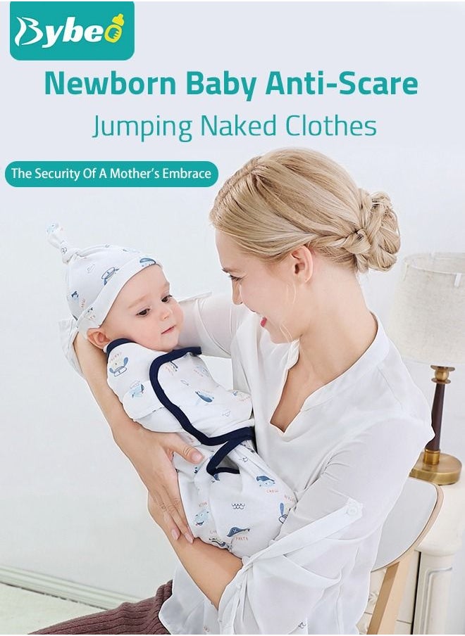 Bybeo Baby Swaddle Blanket Wrap Cap Set Newborn Infant Sleep Sack With Caps 100% Breathable Cotton 0-4 Month  - Image 2
