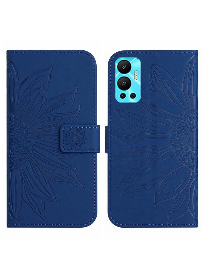 اس-توب جراب لهاتف Infinix Hot 12 مصنوع من الجلد بتصميم زهرة الشمس مع حبل تعليق - Image 2