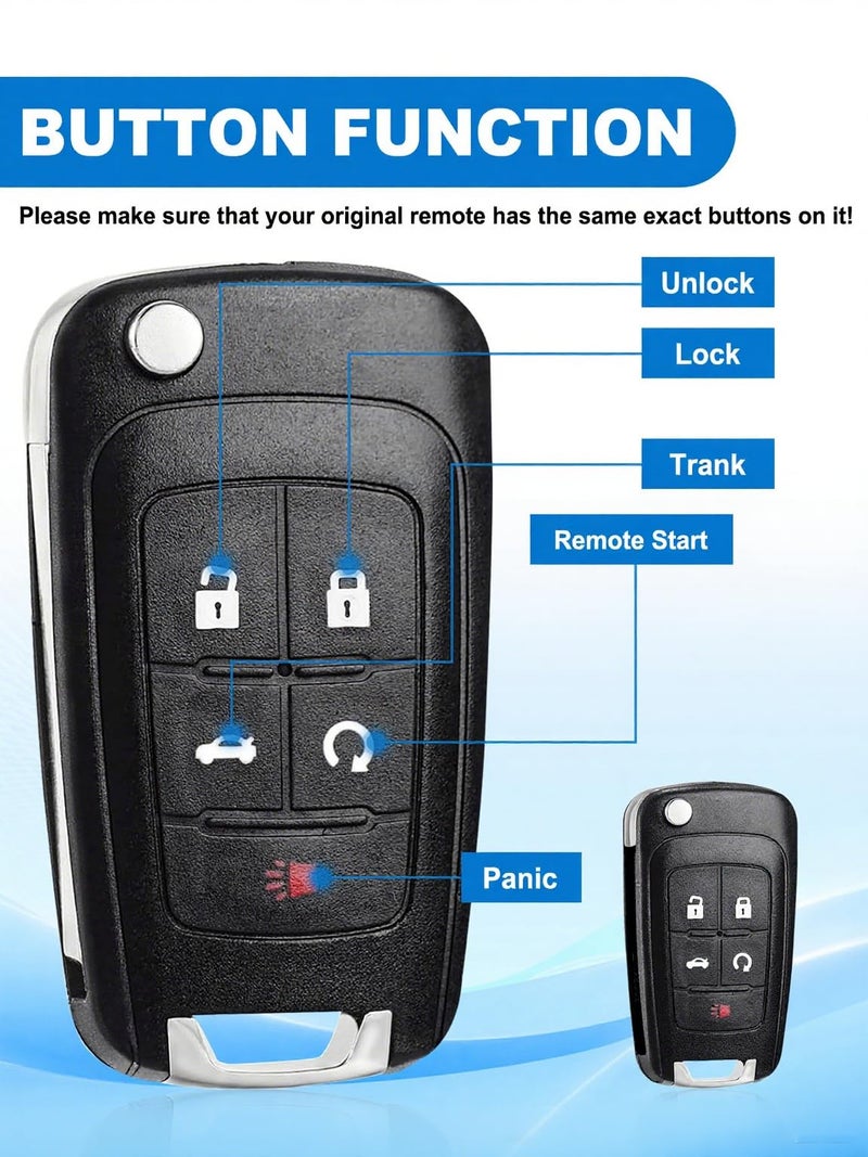 CAUORMOTE Key Fob Replacement for Chevy: 2 Pack Flip Key Fob for 2013-2016 Chevy Malibu Sonic Cruze Camaro Equinox Impala, Buick GMC, Keyless Entry Remote Control OHT01060512, V2T01060512, V2T01060514, 315Mhz - Image 4
