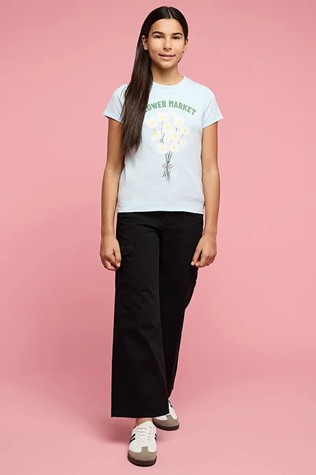 أر أند بي Printed T-Shirt with Crew Neck and Short Sleeves