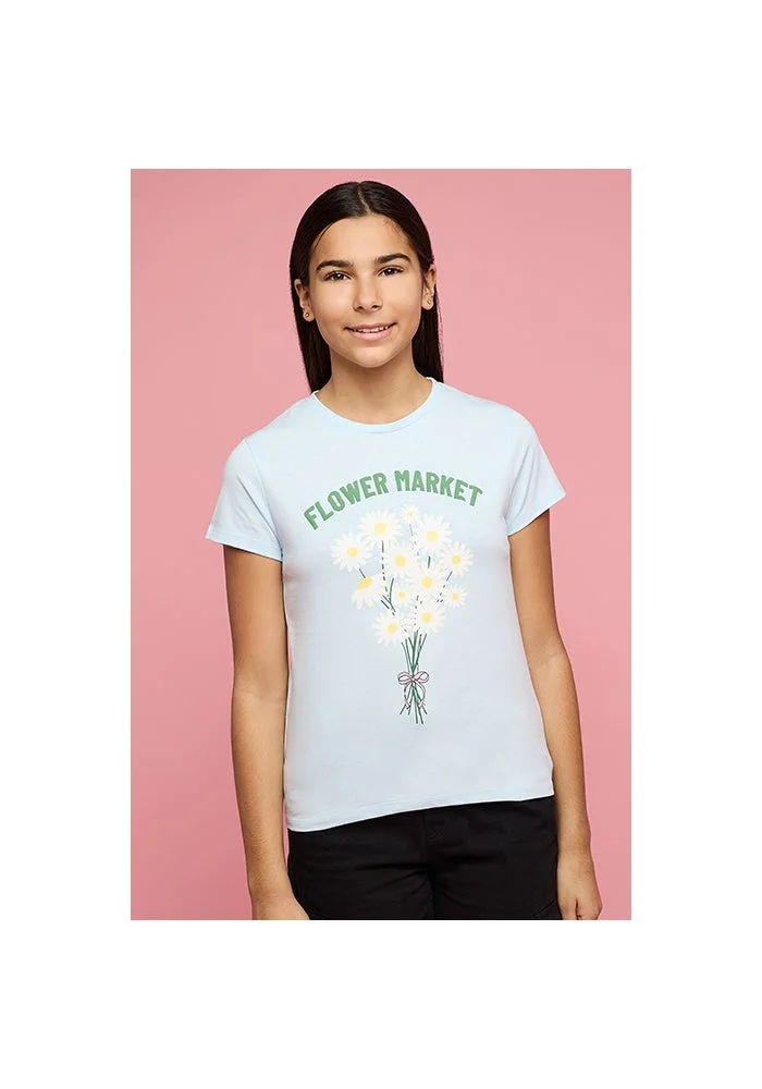 أر أند بي Printed T-Shirt with Crew Neck and Short Sleeves