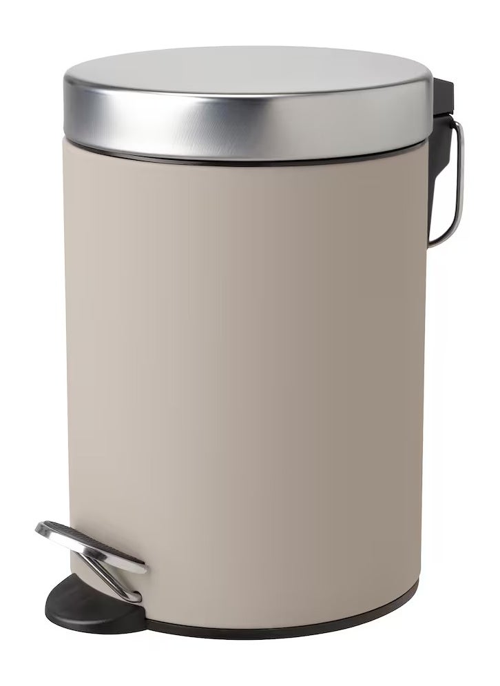 Stainless Steel Waste Bin with Lid And Pedal Beige 3-L, Garbage Bin Used For Home, Office, Room, Kitchen, Bathroom  - Image 1