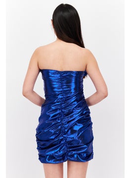 Collective The Label Women Textured Mini Dress, Blue  - Image 2