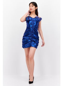 Collective The Label Women Textured Mini Dress, Blue  - Image 3