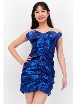 Collective The Label Women Textured Mini Dress, Blue  - Image 1
