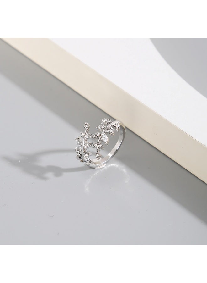 Huitich Elegant Leaf Design Alloy Ring for Women Size 6 - Image 5