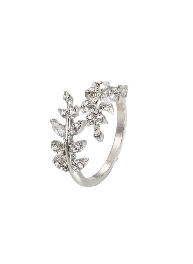 Huitich Elegant Leaf Design Alloy Ring for Women Size 6 - Image 1