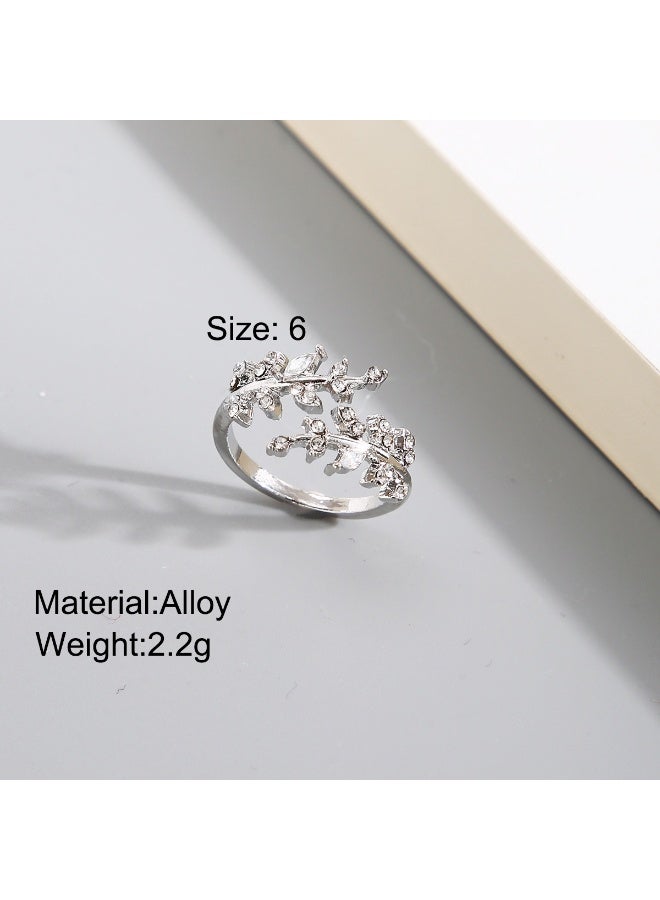 Huitich Elegant Leaf Design Alloy Ring for Women Size 6 - Image 3
