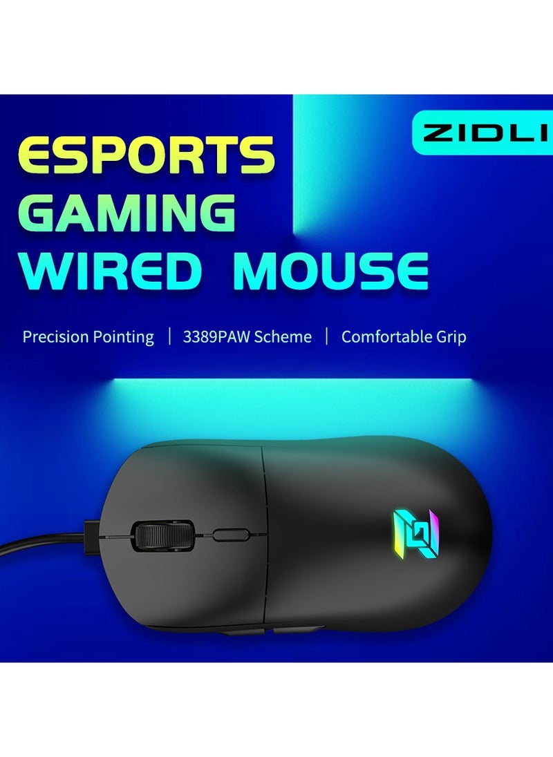 ZIDLI - ZIDLI Wired Gaming Mouse - PixArt PMW3389 Optical Sensor - 10,000 DPI - Ergonomic Design - Image 1