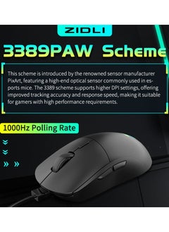 ZIDLI ZIDLI Wired Gaming Mouse - PixArt PMW3389 Optical Sensor - 10,000 DPI - Ergonomic Design  - Image 3