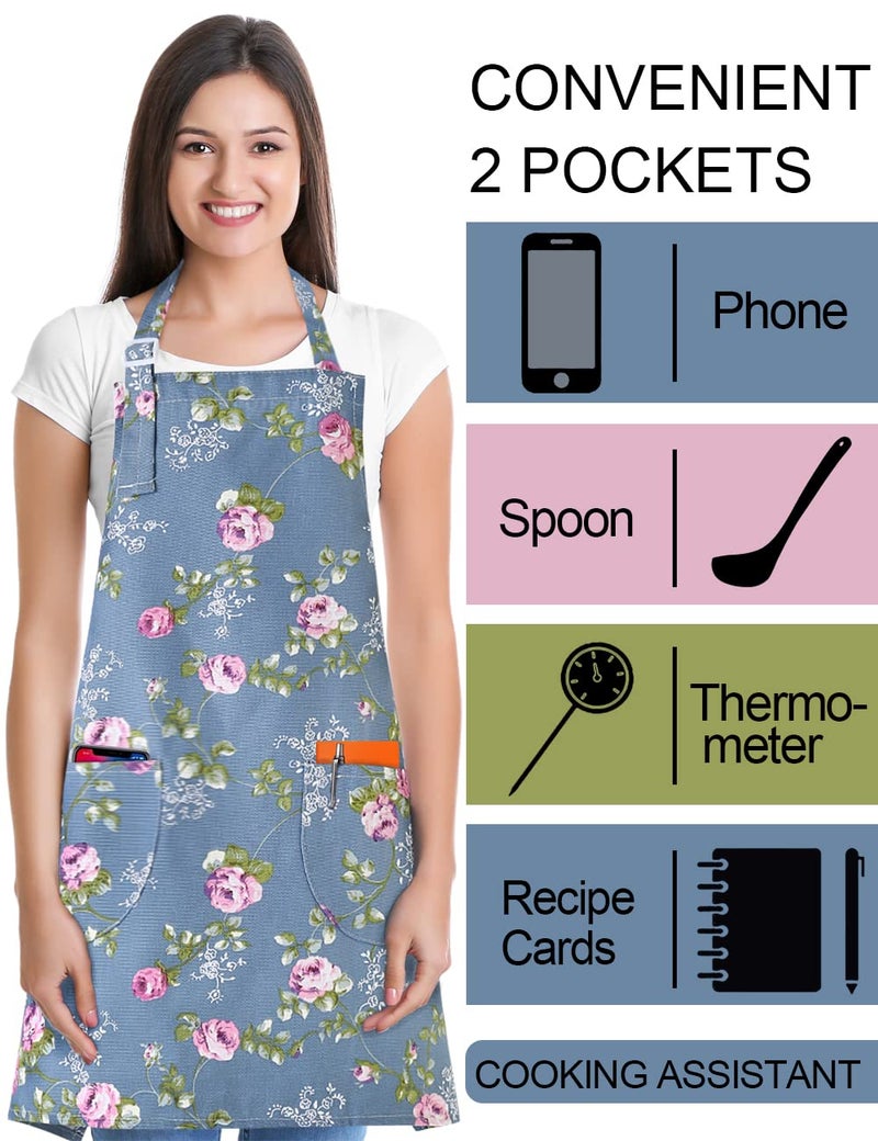 APRONNER 3 PCS Cooking kitchen Baking Aprons for Women with Pockets Vintage Cotton Linen 01 - Image 2