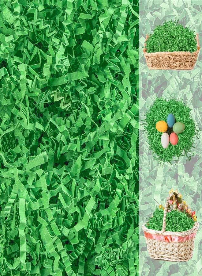 Gloreyan 1/2LB Easter Grass Crinkle Cut Paper Shred, Green Raffia Paper Shred Filler Grass for Easter Gift Wrapping Basket Filling Party Supply - Image 4