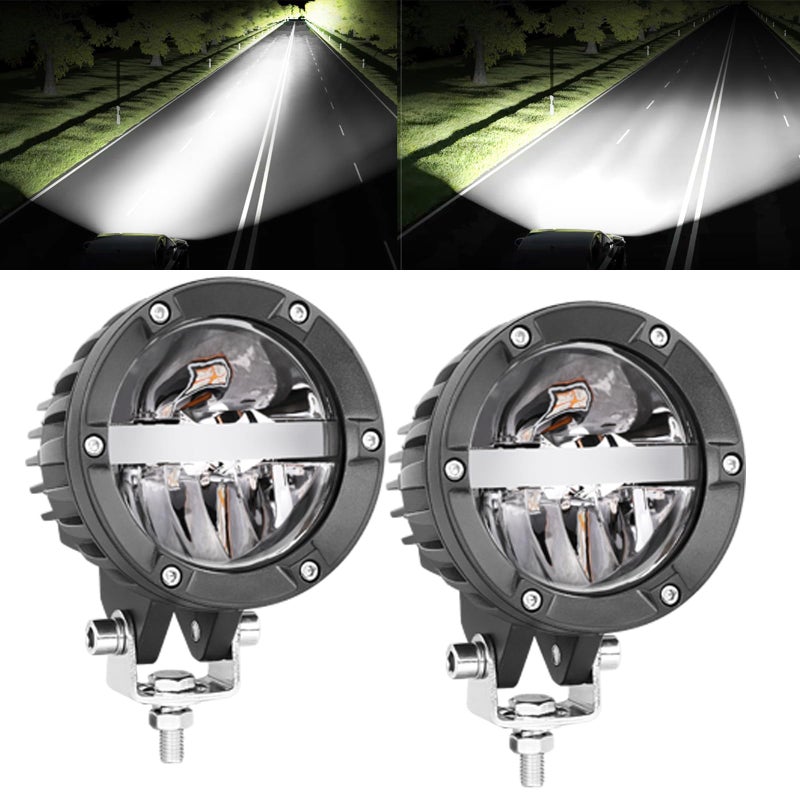 Auto Power Plus LED Pods Light High Low Beam Driving Lights Round Off Road Light Bar 2PCS 120W LED Cube Light Pod Super Bright Spot Lights for Truck ATV UTV SUV Jeep Boat