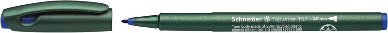 Schneider Topwriter 157 Fiber Tip Pen.8mm, Green Barrel, Blue Ink, Box of 10 (115703) - Image 3