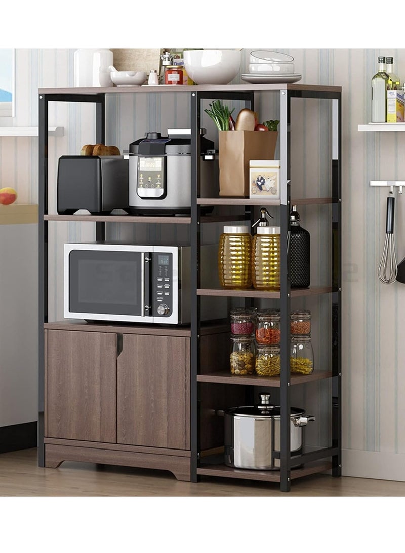 DubaiGallery 4-Tier Kitchen Shelf Rack with Cabinet, Multi Function Microwave Oven Stand,Spice Holder, Save Space Standing Shelf for Storage Utensils, Vegetable, Fruit - Image 1