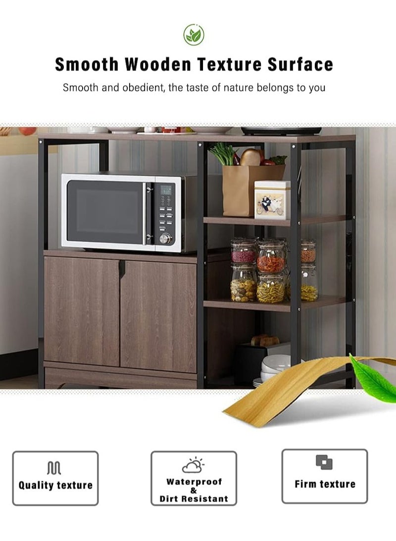 DubaiGallery 4-Tier Kitchen Shelf Rack with Cabinet, Multi Function Microwave Oven Stand,Spice Holder, Save Space Standing Shelf for Storage Utensils, Vegetable, Fruit - Image 3