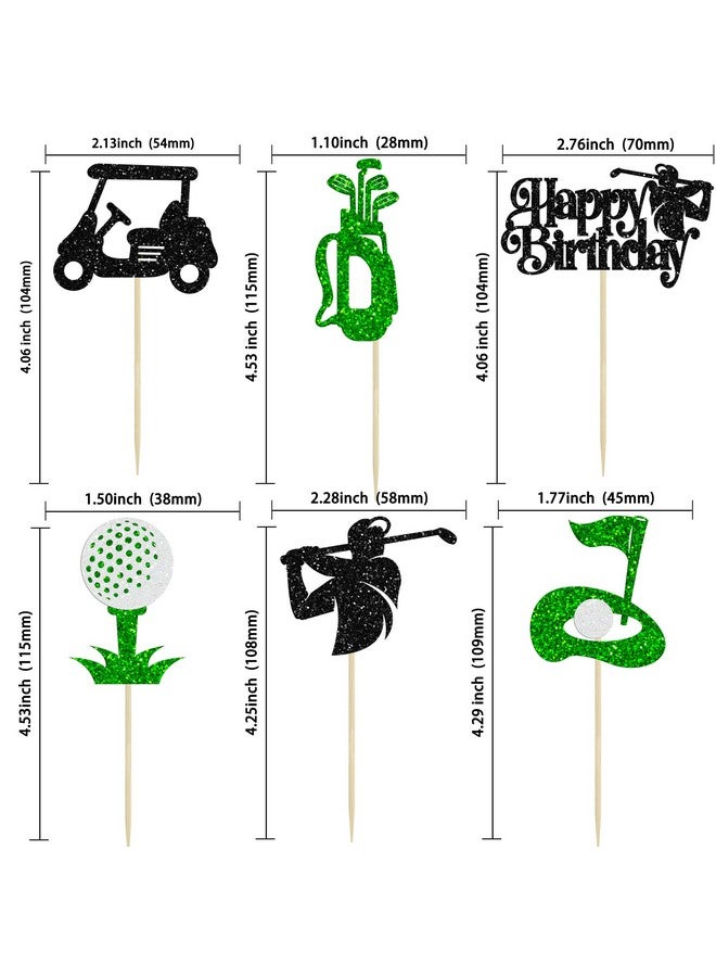 Ephlyn Ephlyn 24Pcs Golf Cupcake Toppers Glitter Trophy Lawn Golf Shoes Bag Ball Carts Cupcake Picks for Golf Sports Player Theme Baby Shower Birthday Party Cake Decorations Supplies  - Image 2