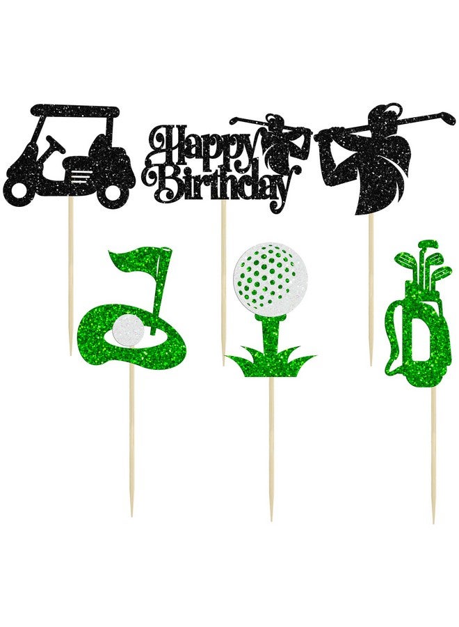 Ephlyn Ephlyn 24Pcs Golf Cupcake Toppers Glitter Trophy Lawn Golf Shoes Bag Ball Carts Cupcake Picks for Golf Sports Player Theme Baby Shower Birthday Party Cake Decorations Supplies  - Image 3