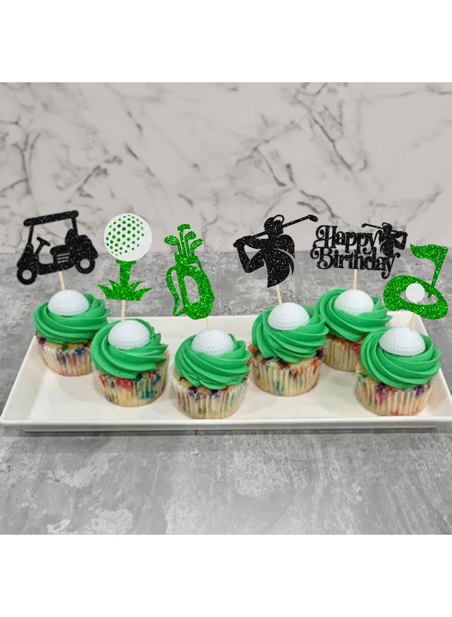 Ephlyn Ephlyn 24Pcs Golf Cupcake Toppers Glitter Trophy Lawn Golf Shoes Bag Ball Carts Cupcake Picks for Golf Sports Player Theme Baby Shower Birthday Party Cake Decorations Supplies  - Image 5