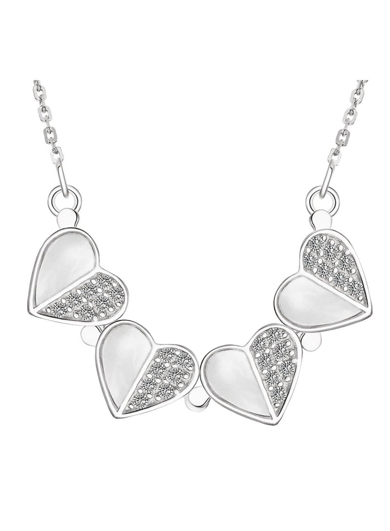 واي آند دي Sterling Silver Four Leaf Clover Necklace with Cubic Zirconia, 925 Heart Magnetic for Women, Lucky Charm Pendant - Image 3