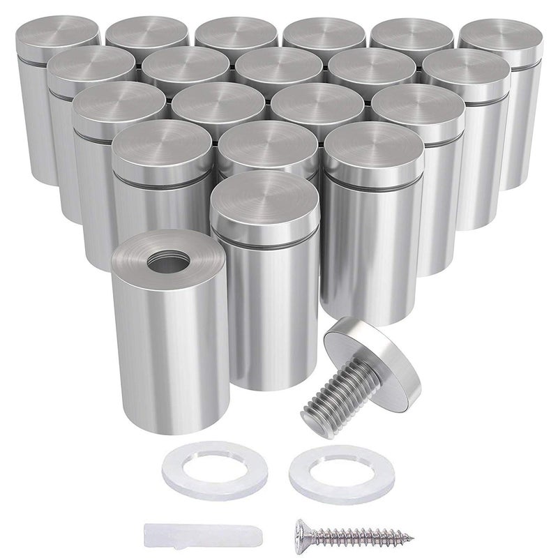 LuckIn 20-Pack Standoff Screws (1 in. Dia x 1 in. L), Stainless Steel Standoff Mounting Hardware for Acrylic Signs, Silver - Image 1