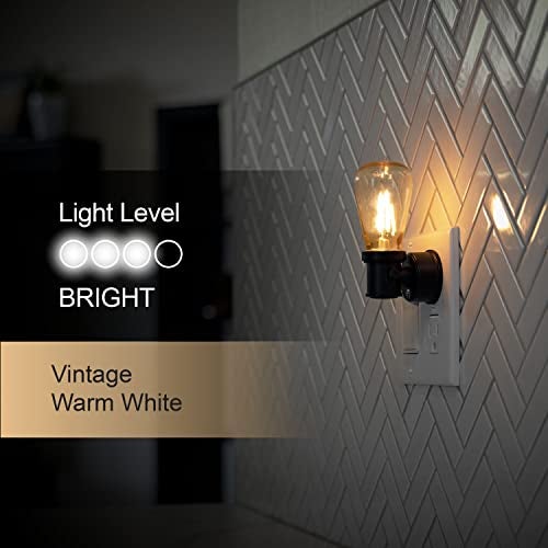 GE Vintage LED Edison Night Light, Plug-in, Dusk to Dawn, Farmhouse Decor, Mood Lighting, Home Decor, Ambient Lighting, LED Lights for Bedroom, Bathroom, Kitchen, Hallway, Black, 2 Pack, 71349 - Image 3