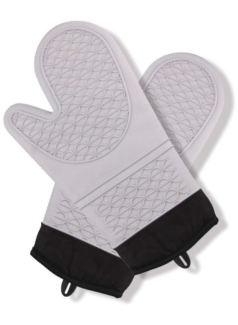 SYOSI Silicone Oven Mitt, Oven Mitts Heat Resistant, Premium Silicone Slip Pot Holders, Oven Gloves with Non-Slip Textured Grip for Grilling Cooking Baking BBQ, Oven Mitt with Quilted Liner 1 Pair - Image 1