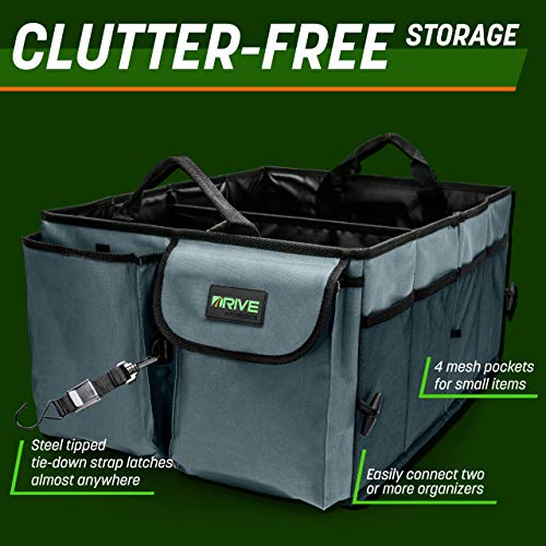 DRIVE - Car Trunk Organizer - Collapsible, Multi-Compartment Automotive SUV Car Organizer for Storage w/Adjustable Straps - Truck & Car Accessories for Women and Men - Black - Image 3