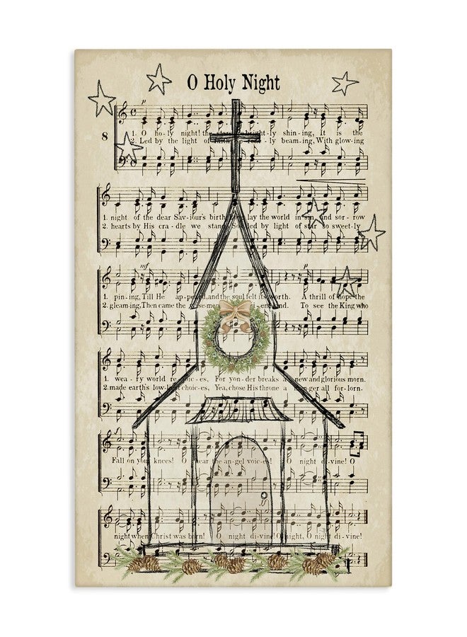 Stupell Industries Festive Holy Night Musical Script, Designed by Andi Metz, 16 x 20, Canvas Wall Art - Image 1
