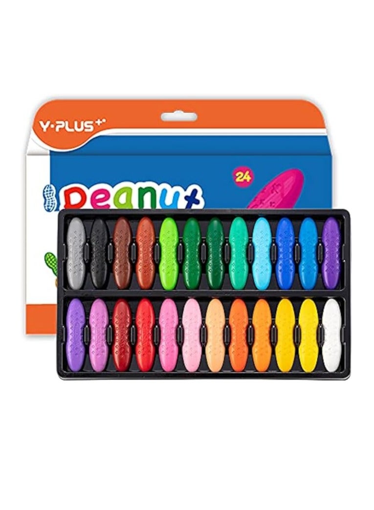 YPlus Crayons, Triangle Peanut Crayons for Kids, Non-Toxic Washable Crayons for Toddlers, Paint Crayons, Coloring Art Supplies, Handwriting Posture Correction Coloring Art for Toddlers (24 Colors) - Image 1
