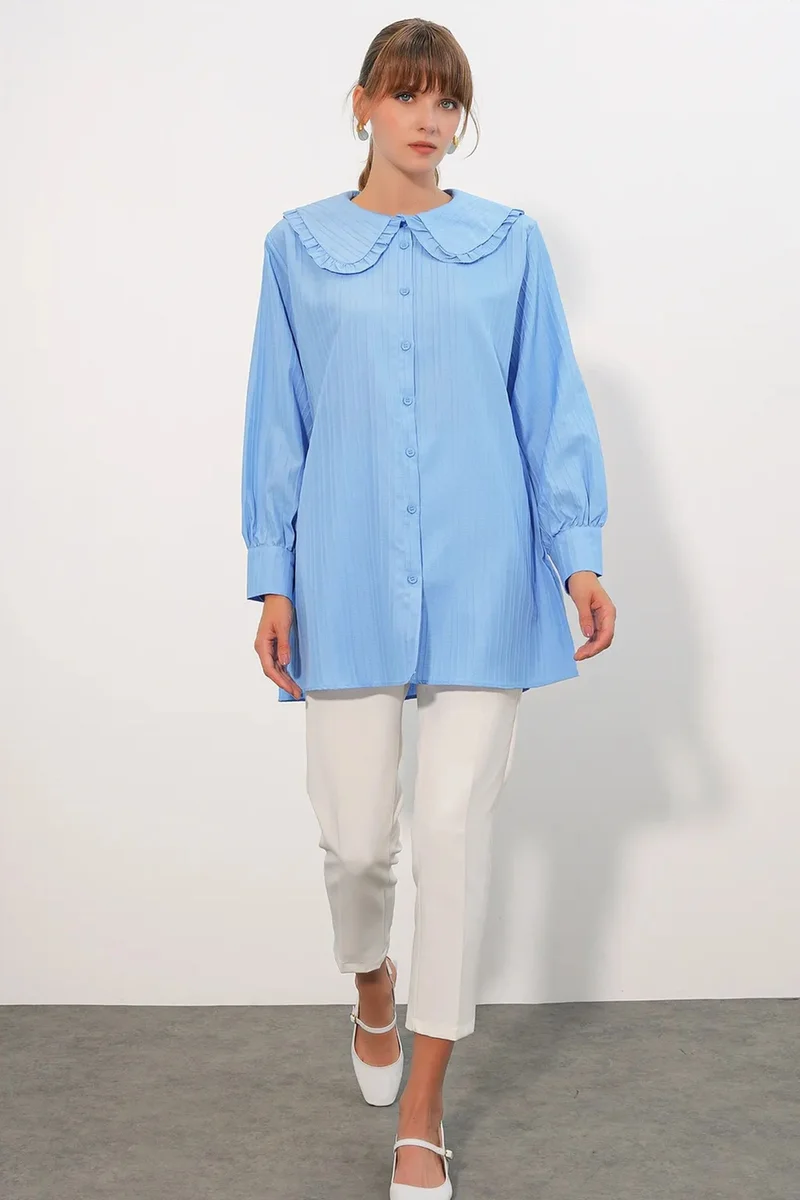 بيغ دارت BDART Long-sleeve Textured Shirt With Baby Collar