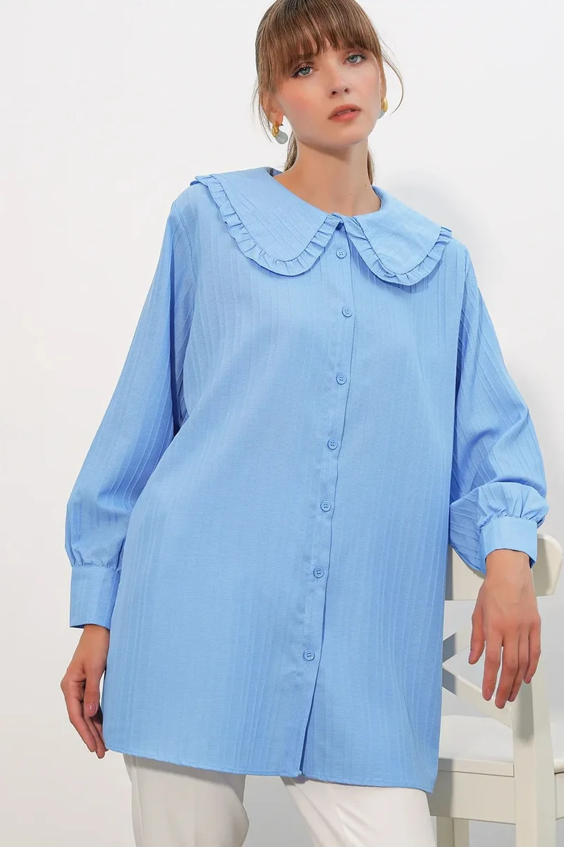 بيغ دارت BDART Long-sleeve Textured Shirt With Baby Collar