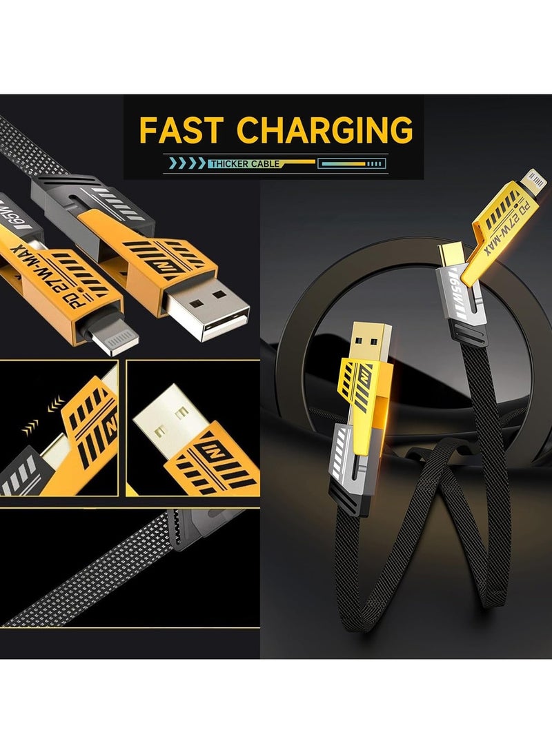 ELTRAZONE 4-in-1 Convertible Metal Fast Data Cable – 65W Braided USB-C, USB-A, Multi-Charging Cable for iPhone, iPad, MacBook Pro, AirPods, Samsung & Android (1.2m) - Image 4