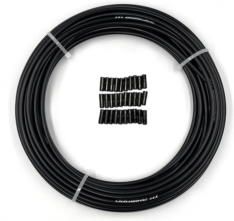Farbetter Lined Bicycle Brake Cable Housing, 5mm x 50ft, Including 30 PCS Cable End Caps Kit, The Most Trusted DIY Set for SRAM/Shimano Mountain Bike Road Bike (Black) - Image 1