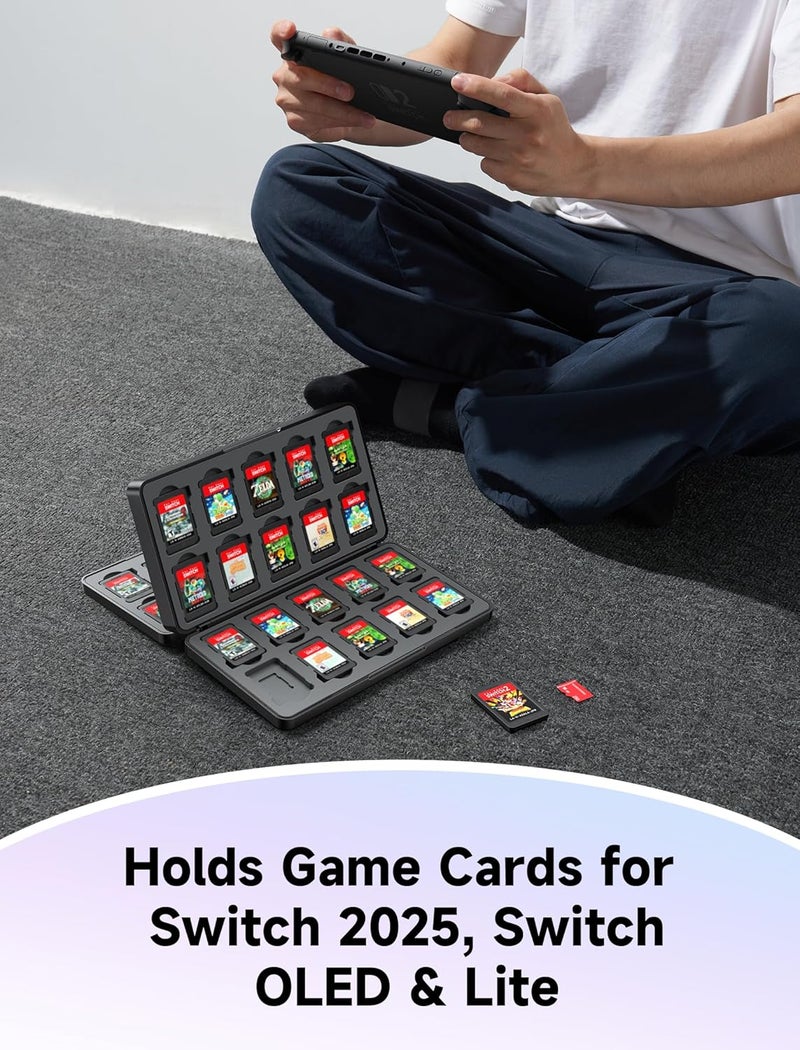 JSAUX Game Card Case Compatible with Nintendo Switch 2 (2025), Switch OLED & Lite, 40-Slot Hard Shell Storage Holder for 40 Game Cartridges & Micro SD Cards, Compact Gaming Card Organizer Box - Black - Image 3
