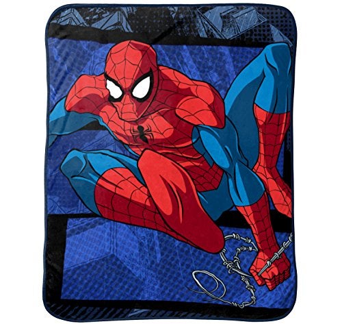 Jay Franco Plush Throw Blanket 46 x 60 Inches Kids Hero Soft Cozy Fleece Throw for Bedroom Couch Dcor Official Licensed Product Blue Spiderman - Image 1