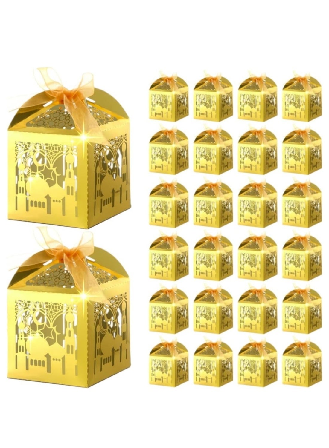 Dailychic 24pcs Ramadan Candy Box, 5 * 5 * 7CM Small Gift Box for Presents, Treat Box With Ribbon for Candy Chocolate Party Favors