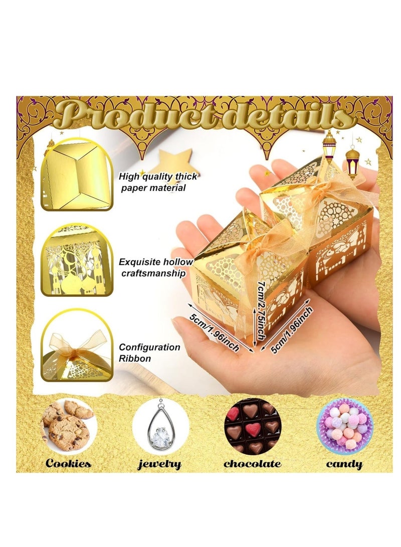 Dailychic 24pcs Ramadan Candy Box, 5 * 5 * 7CM Small Gift Box for Presents, Treat Box With Ribbon for Candy Chocolate Party Favors - Image 2