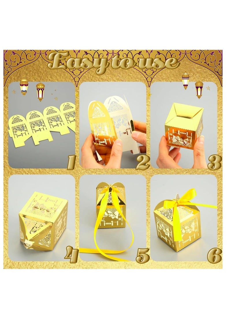 Dailychic 24pcs Ramadan Candy Box, 5 * 5 * 7CM Small Gift Box for Presents, Treat Box With Ribbon for Candy Chocolate Party Favors - Image 3
