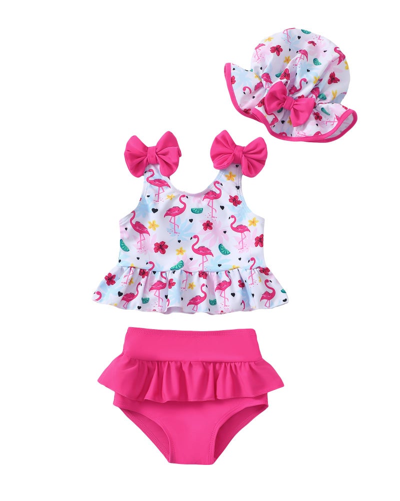 Mioglrie Toddler Baby Swimsuit Girl 12-18 Months Toddler Bathing Suit Two Piece Rose Red Tankini Baby Girl's Swimwear Summer Beach Bikini Set - Image 1