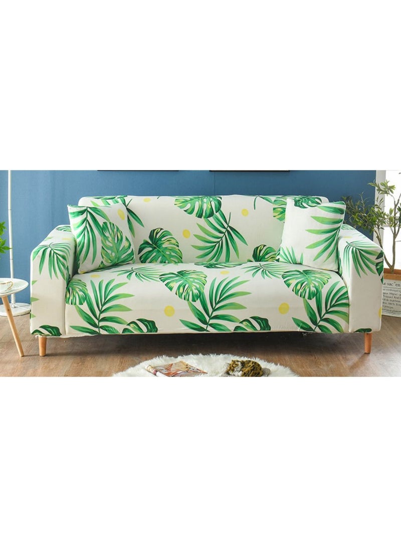 NIBEMINENT Plant Printed Sofa Slipcover Green/White/Yellow 90-140centimeter - Image 1