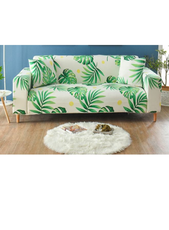 NIBEMINENT Plant Printed Sofa Slipcover Green/White/Yellow 90-140centimeter - Image 2